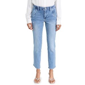 PAIGE PAIGE Women's Drew Cargo Pockets Jeans 31 Suli Floral Embroidered Romantic